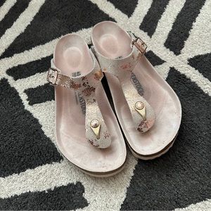 Birkenstock Gizeh Suede Vintage Metallic Rose Gold Thong Sandals 40R